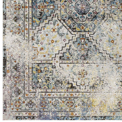 Success Jacinda Distressed Vintage Floral Vintage Medallion 8x10 Area Rug by Modway