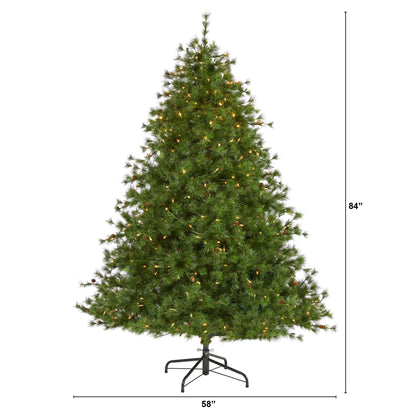 7' Colorado Mountain Pine Artificial Christmas Tree w/ 450 Clear Lights