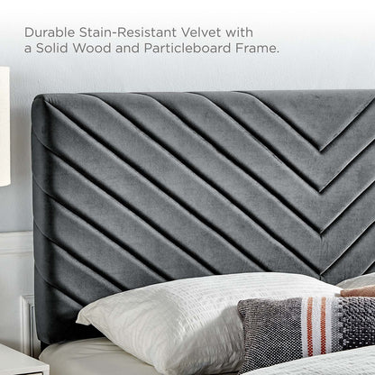 Alyson Angular Channel Tufted Performance Velvet Full / Queen Headboard by Modway