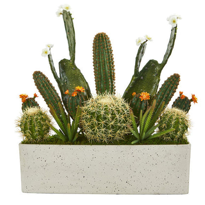 26" Succulent Garden Artificial Plant in White Planter