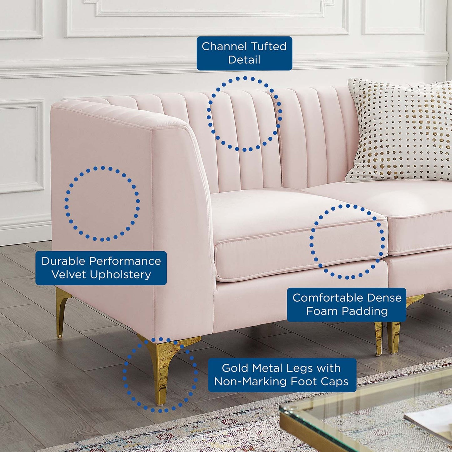 Triumph Channel Tufted Performance Velvet Loveseat by Modway