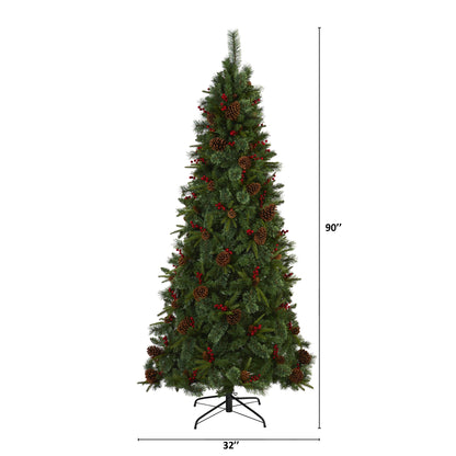 7.5' Norway Mixed Pine Artificial Christmas Tree w/ 450 Clear LED Lights