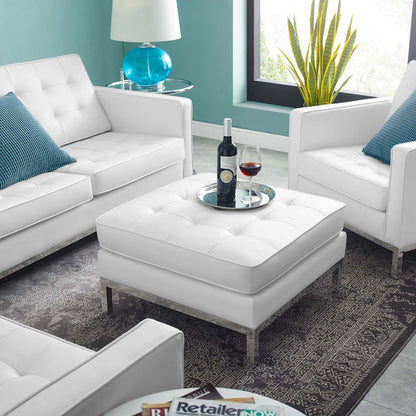 Loft Tufted Vegan Leather Ottoman by Modway