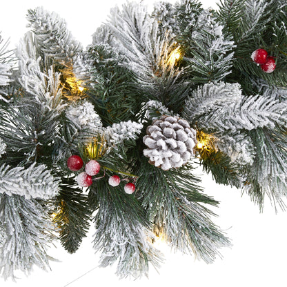 6' Flocked Mixed Pine Artificial Christmas Garland with 50 LED Lights