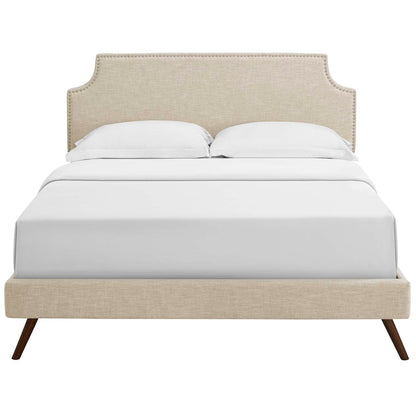 Corene Fabric Queen Platform Bed with Round Splayed Legs by Modway