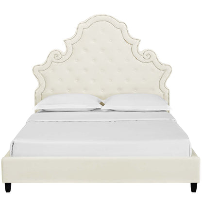 Valentina Tufted Nailhead Performance Velvet Queen Platform Bed by Modway