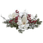 Frosted Magnolia & Berry Artificial Arrangement Candelabrum