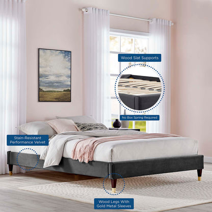 Harlow Performance Velvet King Platform Bed Frame by Modway