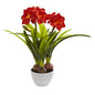 Amaryllis Artificial Arrangement in White Vase