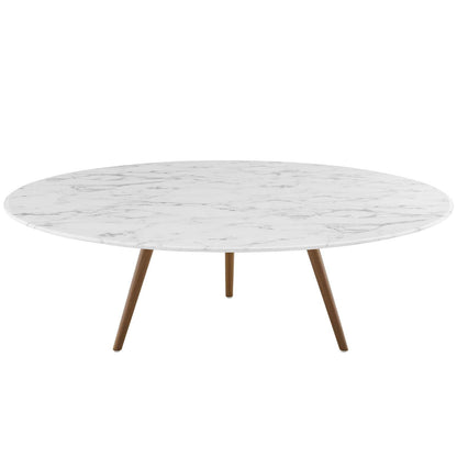 Lippa 48" Round Faux Marble Coffee Table with Tripod Base by Modway