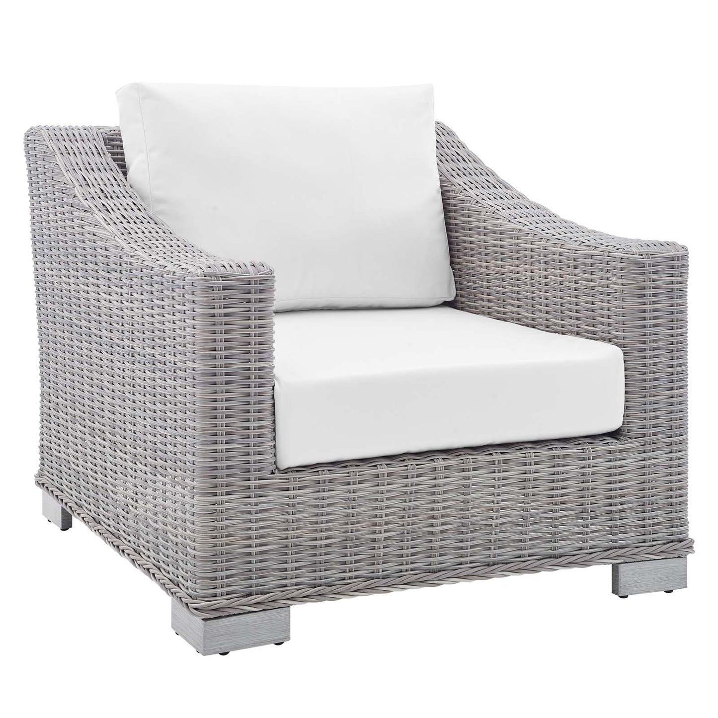 Conway 2-Piece Sunbrella¨ Outdoor Patio Wicker Rattan Armchair and Ottoman Set by Modway