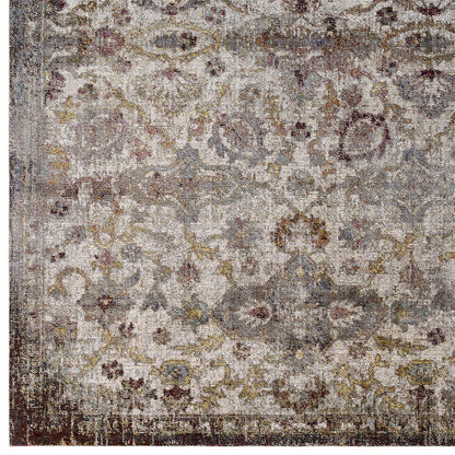 Success Kaede Distressed Vintage Floral Moroccan Trellis 4x6 Area Rug by Modway