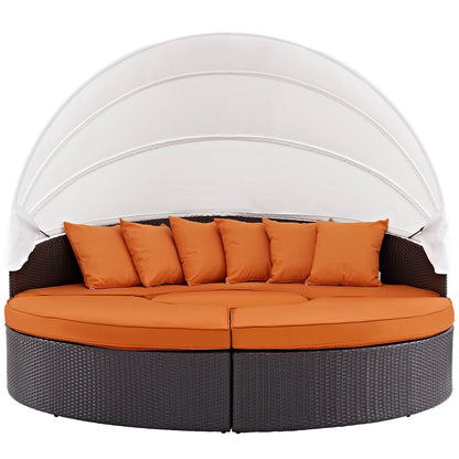 Convene Outdoor Patio Wicker Rattan Canopy Sectional Daybed by Modway