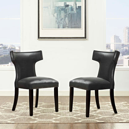 Curve Vinyl Dining Chair Set of 2 by Modway