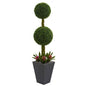 5' Double Boxwood Ball Topiary Artificial Tree in Slate Planter UV Resistant