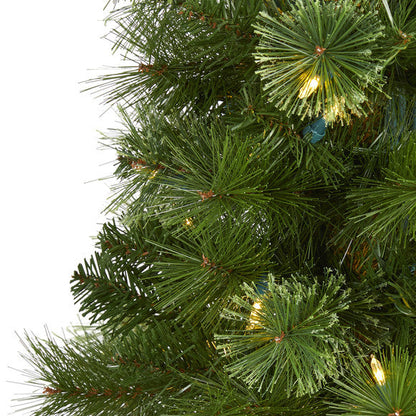 6' Green Pencil Artificial Christmas Tree with 150 Clear LED Lights