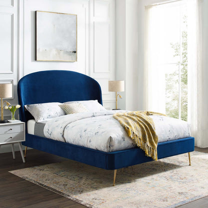 Mira Upholstered Performance Velvet Queen Platform Bed by Modway