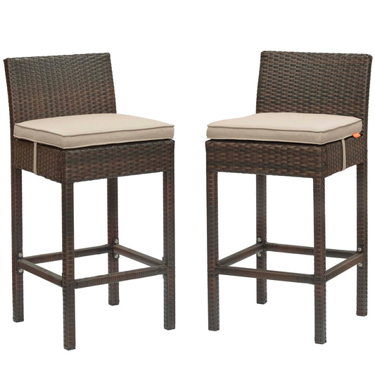 Conduit Outdoor Patio Wicker Rattan Bar Stool Set of 2 by Modway