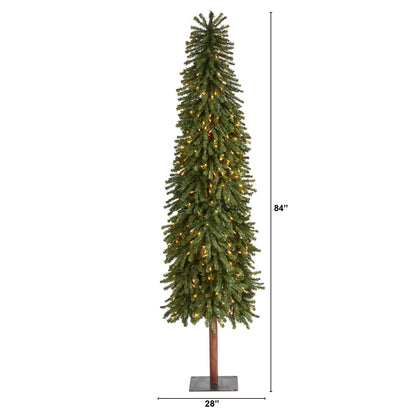 7' Grand Alpine Artificial Christmas Tree with 400 Clear Lights w/Natural Trunk