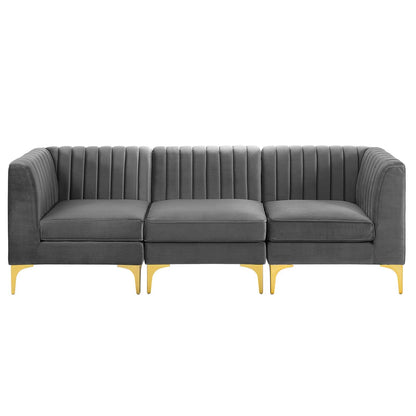 Triumph Channel Tufted Performance Velvet 3-Seater Sofa by Modway