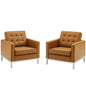 Loft Tufted Vegan Leather Armchairs Set of 2 by Modway