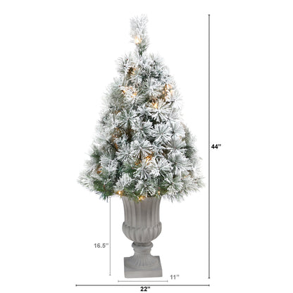 44' Flocked Oregon Pine Artificial Christmas Tree w/ 50 Clear Lights