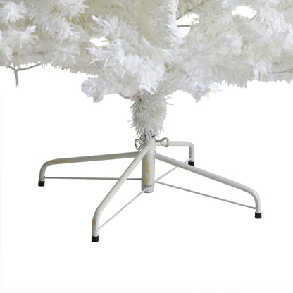 8' White Artificial Christmas Tree w/ 1500 Bendable Branches and 450 LED Lights