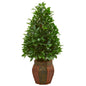 3.5' Bay Leaf Cone Topiary Artificial Tree in Decorative Planter