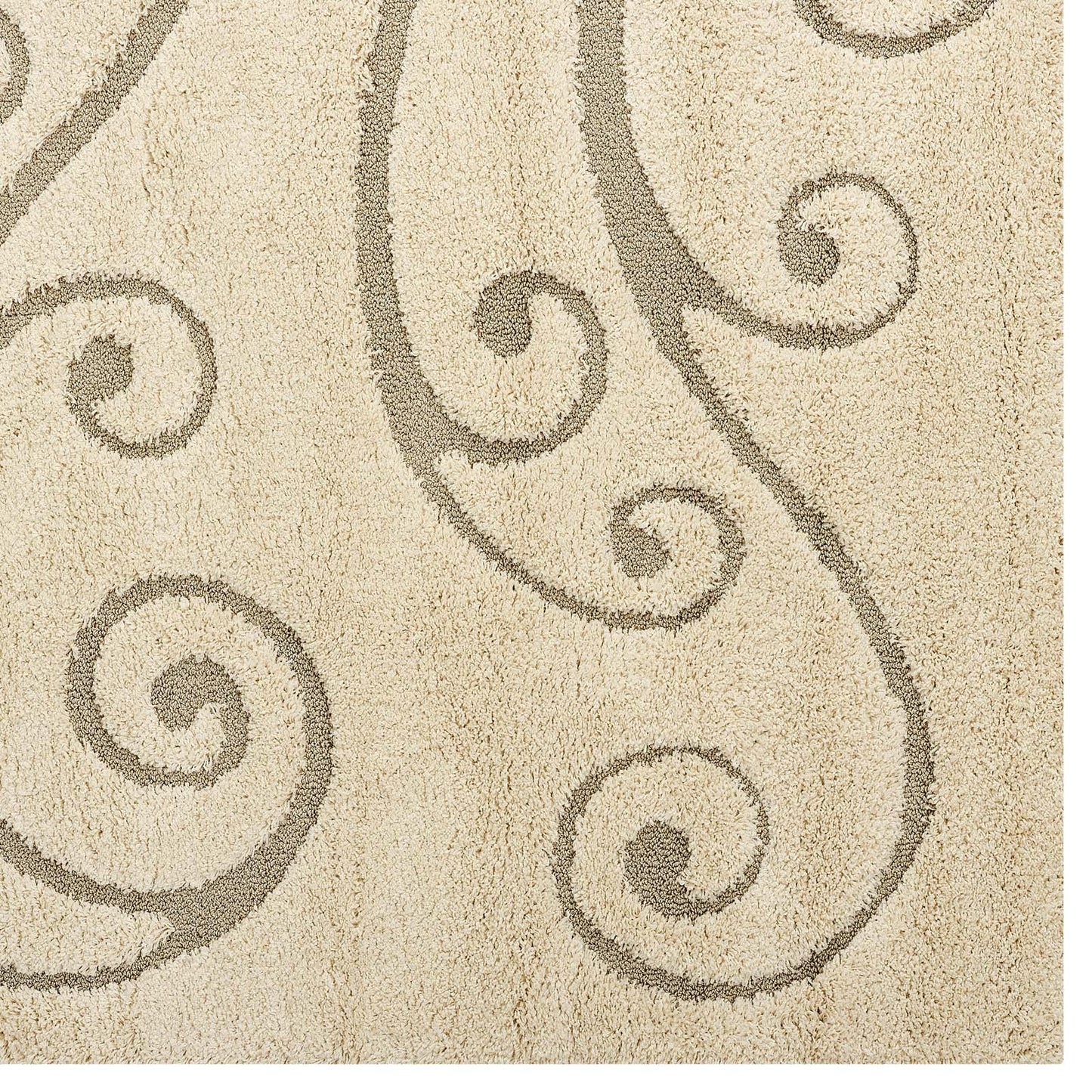 Jubilant Sprout Scrolling Vine Shag 5x8 Area Rug by Modway
