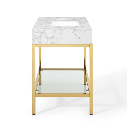 Kingsley 36" Gold Stainless Steel Bathroom Vanity by Modway