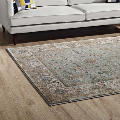 Hisa Distressed Vintage Floral Lattice 5x8 Area Rug by Modway