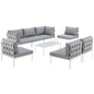 Harmony 8 Piece Outdoor Patio Aluminum Sectional Sofa Set by Modway