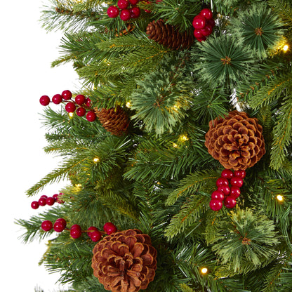 6.5' Norway Mixed Pine Artificial Christmas Tree w/ 350 Clear LED Lights