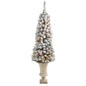 4.5' Flocked Pencil Artificial Christmas Tree w/ 100 Clear Lights & 216 Bendable