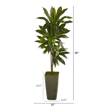 4.5' Dracaena Artificial Plant in Green Planter (Real Touch)