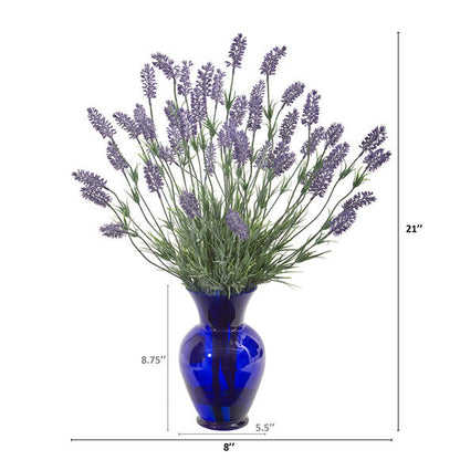 21" Lavender Artificial Plant in Blue Vase