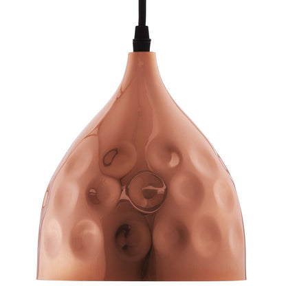 Dimple 6.5" Bell-Shaped Rose Gold Pendant Light by Modway