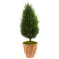 40" Cypress Artificial Tree in Terracotta Planter UV Resistant (Indoor/Outdoor)