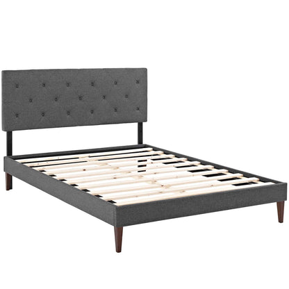 Tarah Fabric King Platform Bed with Squared Tapered Legs by Modway