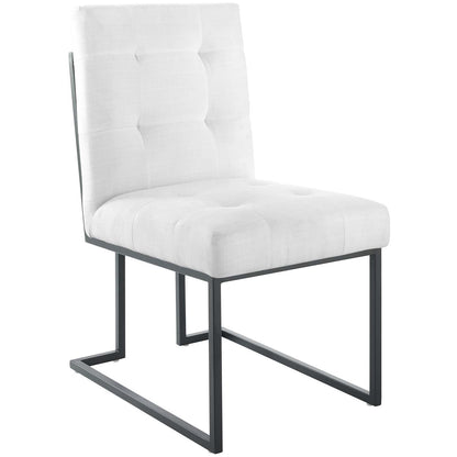Privy Black Stainless Steel Upholstered Fabric Dining Chair Set of 2 by Modway