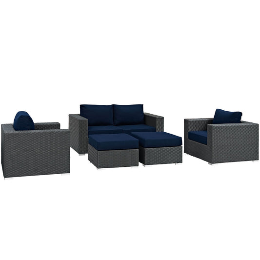 Sojourn 5 Piece Outdoor Patio Sunbrella¨ Sectional Set by Modway