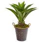 34"  Agave Artificial Plant in Decorative Metal Pail with Rope