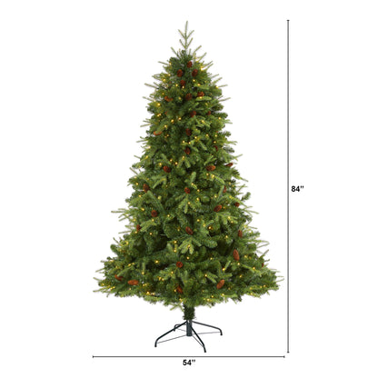 7' Wellington Spruce 'Natural Look' Artificial Christmas Tree w/ 400 Clear LED