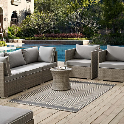 Optica Chevron With End Borders Indoor and Outdoor 5x8 Area Rug by Modway