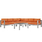 Shore 6 Piece Outdoor Patio Aluminum Sectional Sofa Set by Modway