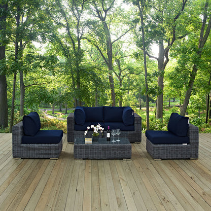 Summon 5 Piece Outdoor Patio Sunbrella¨ Sectional Set by Modway