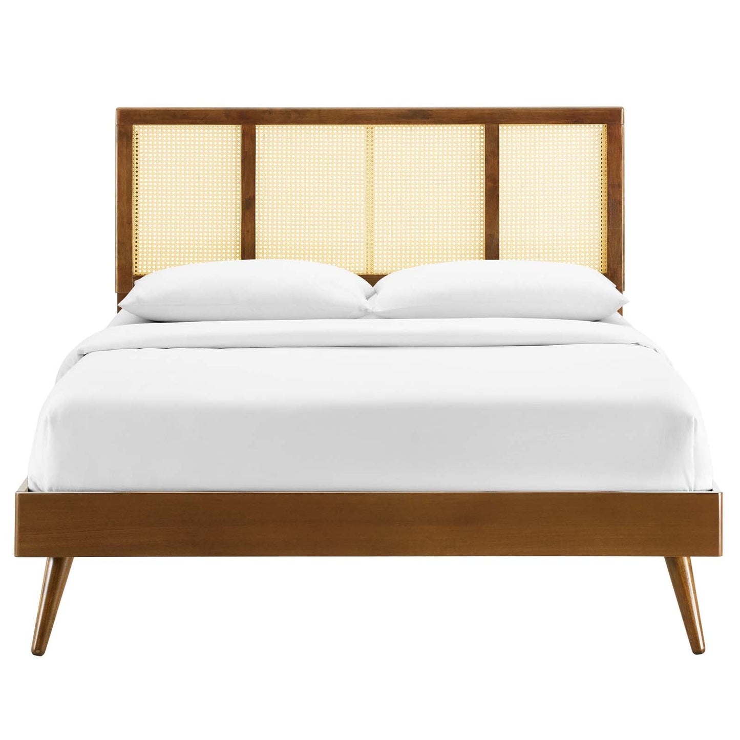 Kelsea Cane and Wood Queen Platform Bed With Splayed Legs by Modway