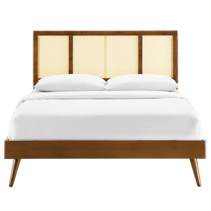 Kelsea Cane and Wood Queen Platform Bed With Splayed Legs by Modway