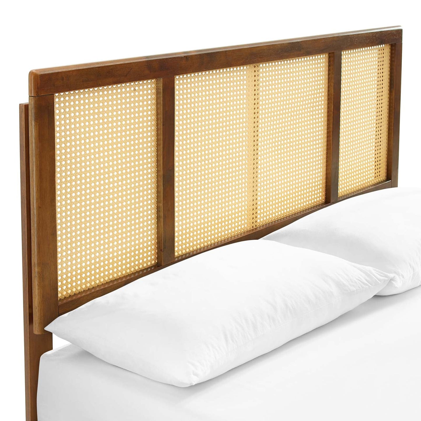 Kelsea Cane and Wood King Platform Bed With Splayed Legs by Modway