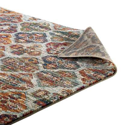 Tribute Azalea Distressed Vintage Floral Lattice 5x8 Area Rug by Modway
